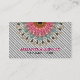 Elegant Mandala Lotus Logo Yoga Instructor Visitekaartje