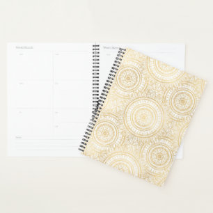Elégant Mandala Motif blanc de tournesol or