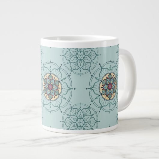 Élégant Mandala Mug Turquoise (Devant droit)