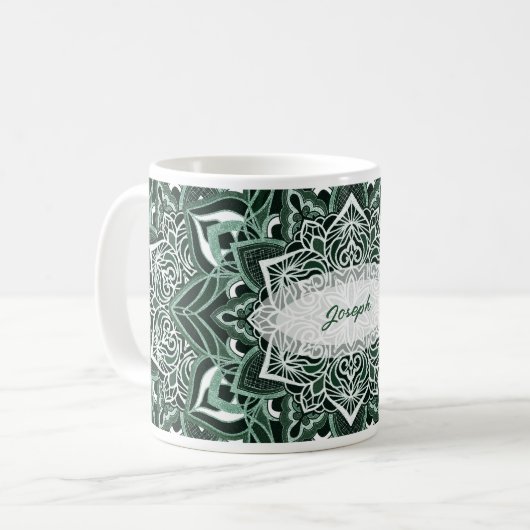 Élégant Mandala Mug Vert (Devant gauche)