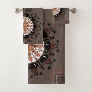 Elégant mandala noir moderne motif chic brun