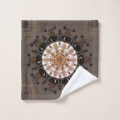 Elégant mandala noir moderne motif chic brun (Gant de toilette)