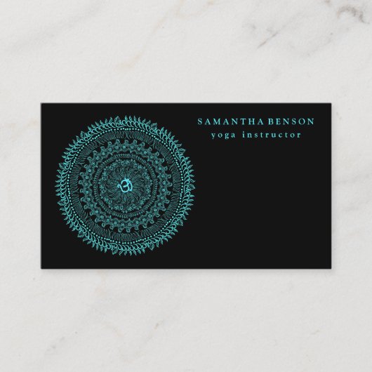 Élégant Mandala OM Logo Yoga Carte de visite (Devant)