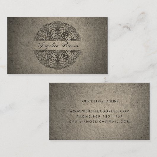 Elegant Mandala Visitekaartje met stenen textuur (Voorkant / Achterkant)