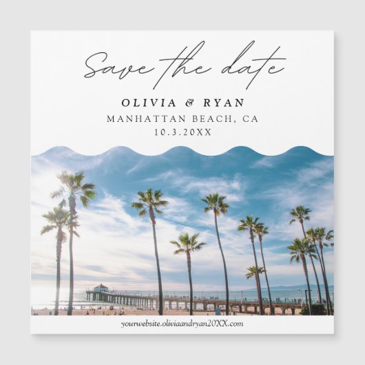 Elegant Manhattan Beach Save the Date Magnet (Voorkant)