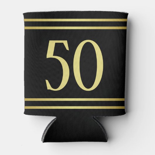 Elegant mannelijk goud & zwart verjaardag blikjeskoeler (Voorkant)