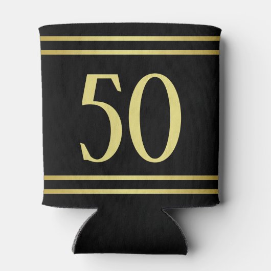 Elegant mannelijk goud & zwart verjaardag blikjeskoeler (Achterkant)