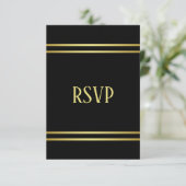 Elegant mannelijk goud & zwart verjaardag RSVP kaartje (Staand voorkant)