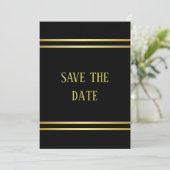 Elegant mannelijk goud & zwart verjaardag save the date (Staand voorkant)