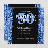 Elegant Mannen Birthday Party Sparkles Blue Kaart (Voorkant / Achterkant)