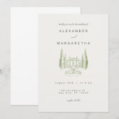 Élégant Manor Faire-part de mariage (Devant / Derrière)