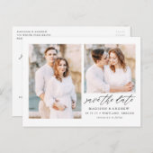 Elegant Manuscript 2 Foto sparen de Datum Aankondigingskaart (Voorkant / Achterkant)