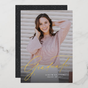 Elegant manuscript eenvoudig één afstuderen invita folie uitnodiging