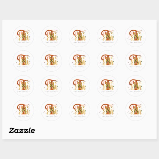 Elegant Manuscript Thanks Autumn Fall Foliage Ronde Sticker (Vel)