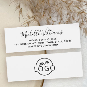 Elegant manuscript voegt logo wit Mini Visitekaart Visitekaartjes