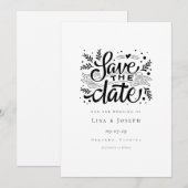 Elegant Manuscript Zwart en Wit sparen de Datum Save The Date (Voorkant / Achterkant)
