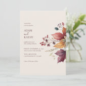 Elegant Maple Leaf Fall Wedding Invitation (Debout devant)