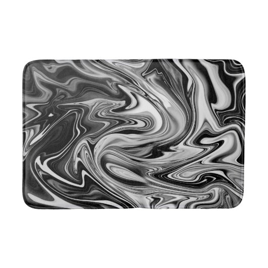 Elegant Marble 7 - Liquid Black en White Badmat (Voorkant)
