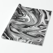 Elegant Marble 7 - Liquid Black en White Cadeaupapier (Uitgerold)