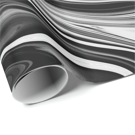 Elegant Marble 7 - Liquid Black en White Cadeaupapier (Rol Hoek)