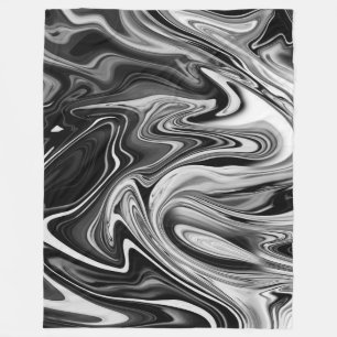 Elegant Marble 7 - Liquid Black en White Fleece Deken