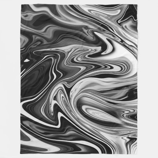 Elegant Marble 7 - Liquid Black en White Fleece Deken (Voorkant)