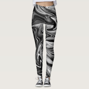 Elegant Marble 7 - Liquid Black en White Leggings