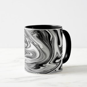 Elegant Marble 7 - Liquid Black en White Mok