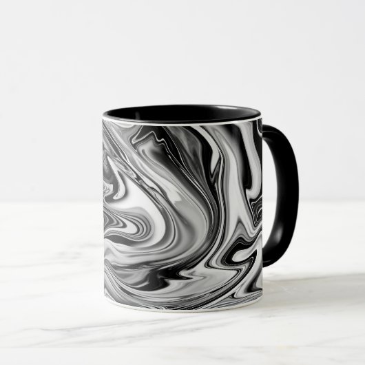 Elegant Marble 7 - Liquid Black en White Mok (Voorkant rechts)