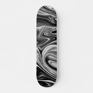 Elegant Marble 7 - Liquid Black en White Skateboard