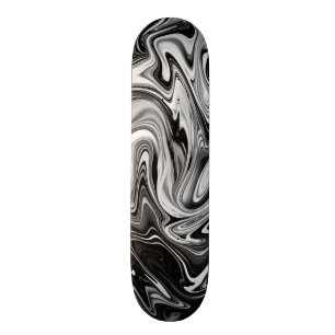 Elegant Marble 7 - Liquid Black en White Skateboard
