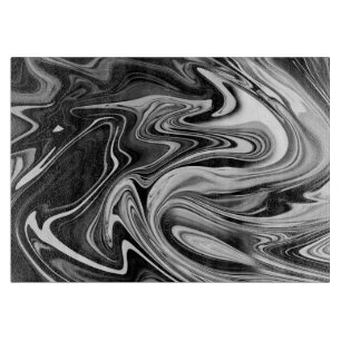 Elegant Marble 7 - Liquid Black en White Snijplank