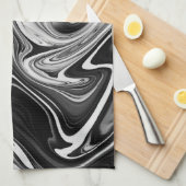 Elegant Marble 7 - Liquid Black en White Theedoek (Quarter Fold)