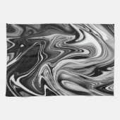 Elegant Marble 7 - Liquid Black en White Theedoek (Horizontaal)