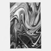 Elegant Marble 7 - Liquid Black en White Theedoek (Verticaal)