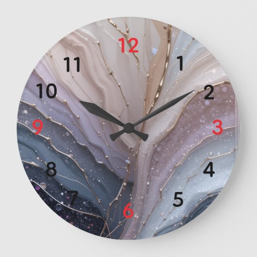 Elegant Marble Abstract Wall Clock – Modern Pastel Grote Klok (Voorkant)
