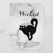 Elegant Marble Black Cat Halloween Costume Party Kaart (Voorkant / Achterkant)