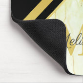 Elegant Marble Black Gold Chevron Monogram Muismat (Hoek)