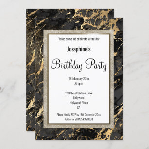ELEGANT MARBLE BLACK GOLD DESIGN BIRTHDAY KAART