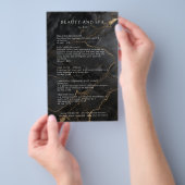 Elegant Marble Black-Gold Salon QR Code Pricelist Flyer (Hand)