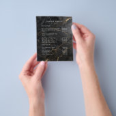 Elegant Marble Black-Gold Salon Qr Code Pricelist Flyer (Hand)
