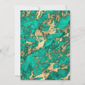 Elegant Marble Blauwgroen Green Gold Wedding Invit Kaart (Achterkant)