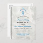 Elegant Marble Boys 1st Heilige Communauteit Briefkaart (Voorkant / Achterkant)