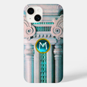 ELEGANT MARBLE COLUMN, PINK BLUE GEM STONE MONOGRA Case-Mate iPhone 14 HOESJE