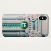 ELEGANT MARBLE COLUMN, PINK BLUE GEM STONE MONOGRA Case-Mate iPhone CASE (Achterkant (horizontaal))