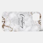 Elegant Marble Faux Gold Glitter Monogram Naam Case-Mate iPhone Case (Achterkant (horizontaal))