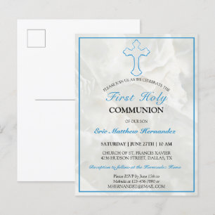 Elegant Marble First Heilige Communauteit Uitnodig Uitnodiging Briefkaart
