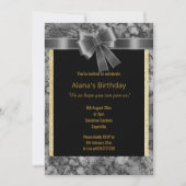 ELEGANT MARBLE GLITTER GOLD BLACK BOW KAART (Voorkant)