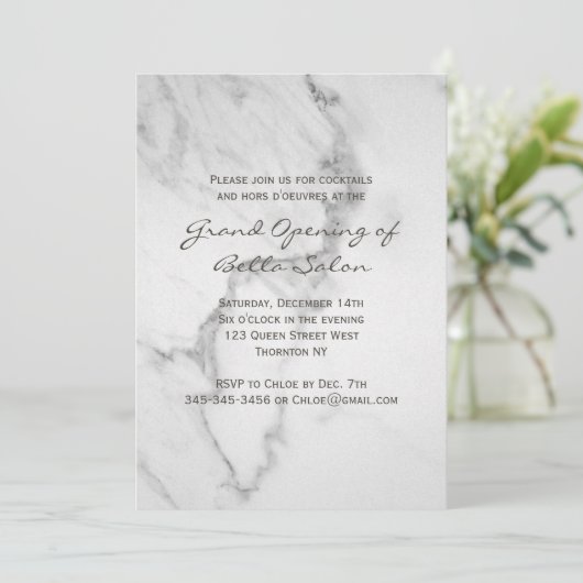 Elegant Marble Grand Opening Uitnodiging (Staand voorkant)