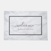 Elegant marble gray script name welkomstnaam  deurmat (Voorkant)